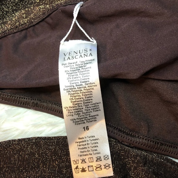 VENUS Brown Bikini Bottom with Glittery Band size 16 - Picture 11 of 13